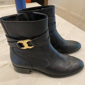 Ladies Tory Burch Black moto boots size 10
